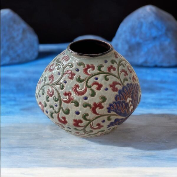 Peony Hand painted Vase - Multi color Floral
