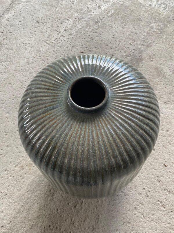 Green Gray Groovy Large Pot